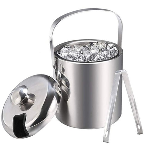 stainless steel ice bucket with tong main image