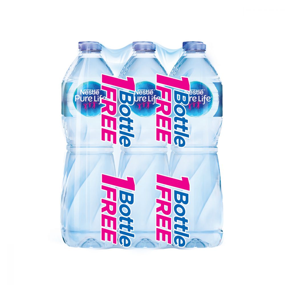 Nestle Pure Life Drinking Water, 1.5 Litres, 6 Piece Carton, - Limited Time Offer (5+1) - Main Image