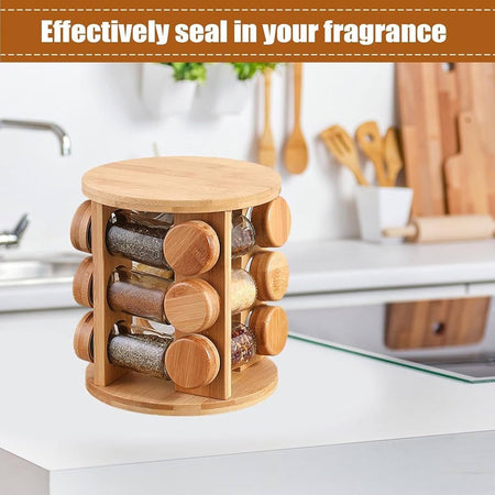 360° rotating wooden spice jar organizer image 9