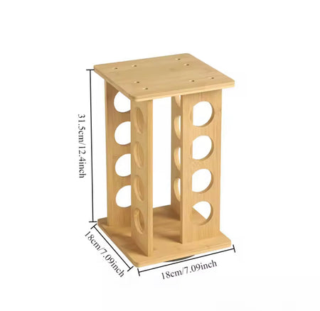 rotatable wooden spice rack with jars image 8