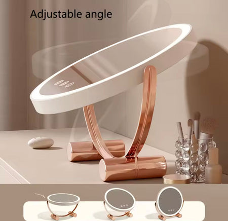 round shape desktop led makeup mirror image 3