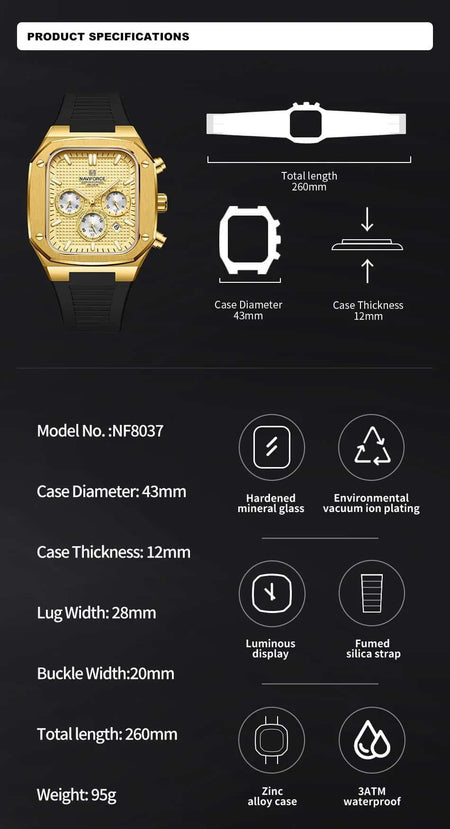 Naviforce NF-8037 Square Chronograph Edition image 3