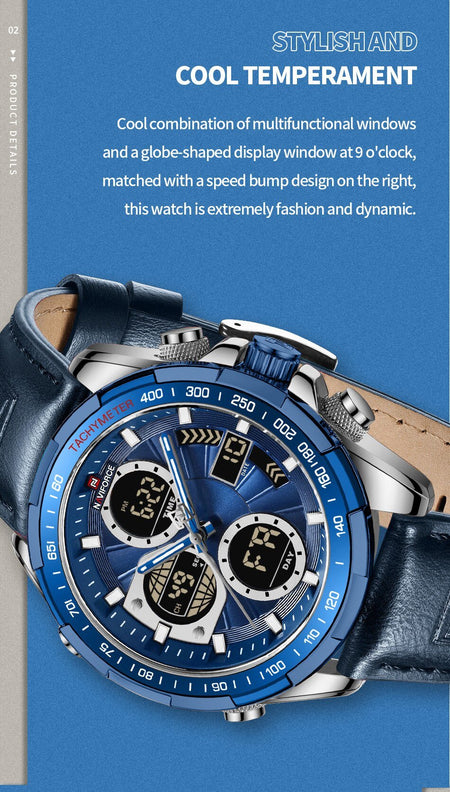 Overfly 9197 Naviforce Analog-Digital Dual Time Chronograph Watch image 4