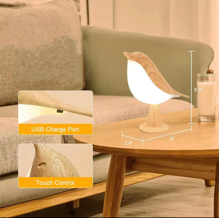 wooden touch led bird glow night lamp image 5