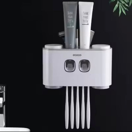 wall mounted toothbrush holder and toothpaste dispenser image 3