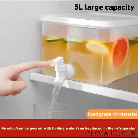 5l cold beverage dispenser with lid and faucet for refrigerator image3