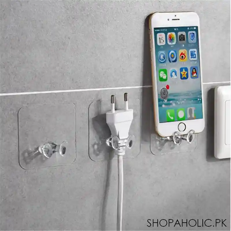 5pcs transparent self adhesive strong wall hooks main image