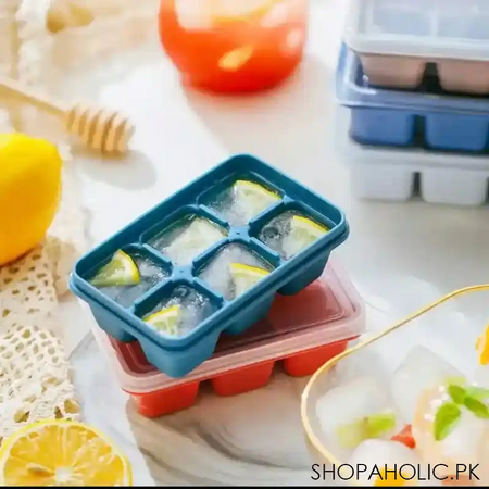 6 grid soft silicone ice cube mold with lid image2