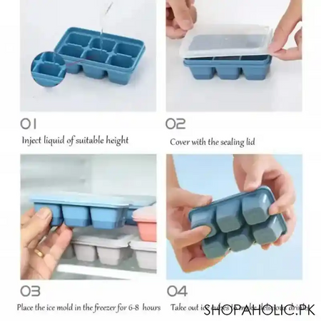 6 grid soft silicone ice cube mold with lid image5