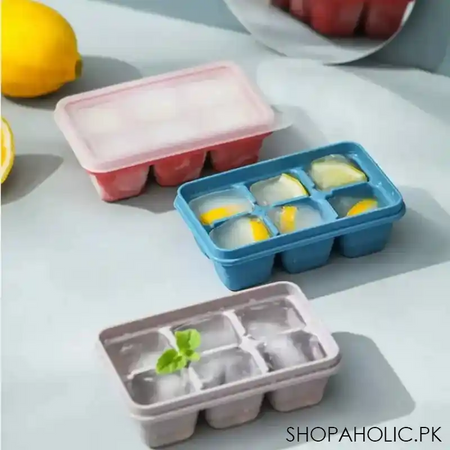 6 grid soft silicone ice cube mold with lid main image