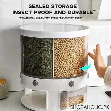 6 grids large rotating grain cereals storage container dispenser image5