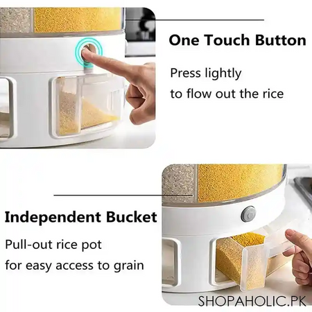 6 grids large rotating grain cereals storage container dispenser image6