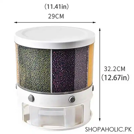 6 grids large rotating grain cereals storage container dispenser image8