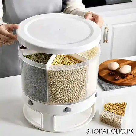 6 grids large rotating grain cereals storage container dispenser main image