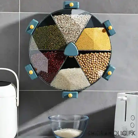 6 grids rotating wall mounted cereal storage organizer main image