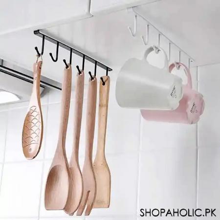 6 hooks cup holder cabinet shelf kitchen storage rack image5
