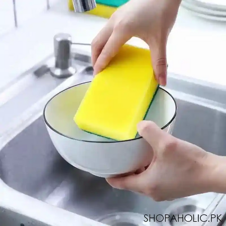 6 pcs double sided dishwashing sponge image3