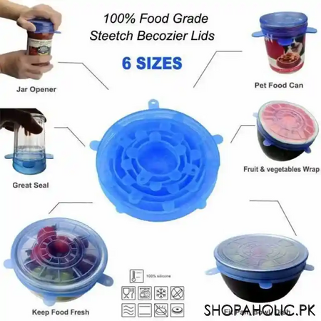 6 pcs silicone stretch lids image2