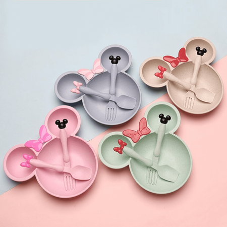 mickey mouse plate set with spoon and fork main image