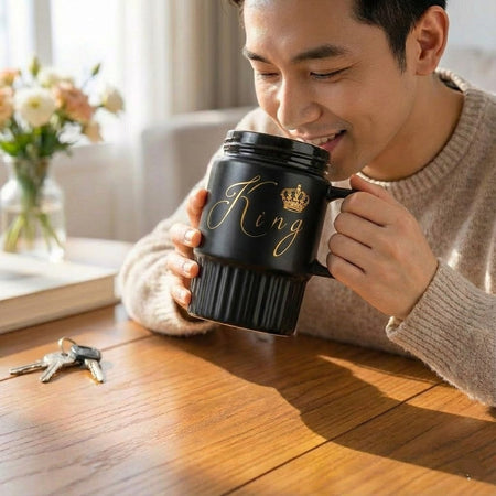king queen mugs with mirror lid image 2