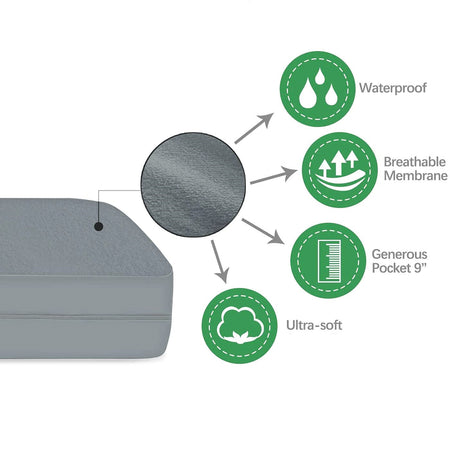 Waterproof Mattress Protector With Elastic Strap - White
