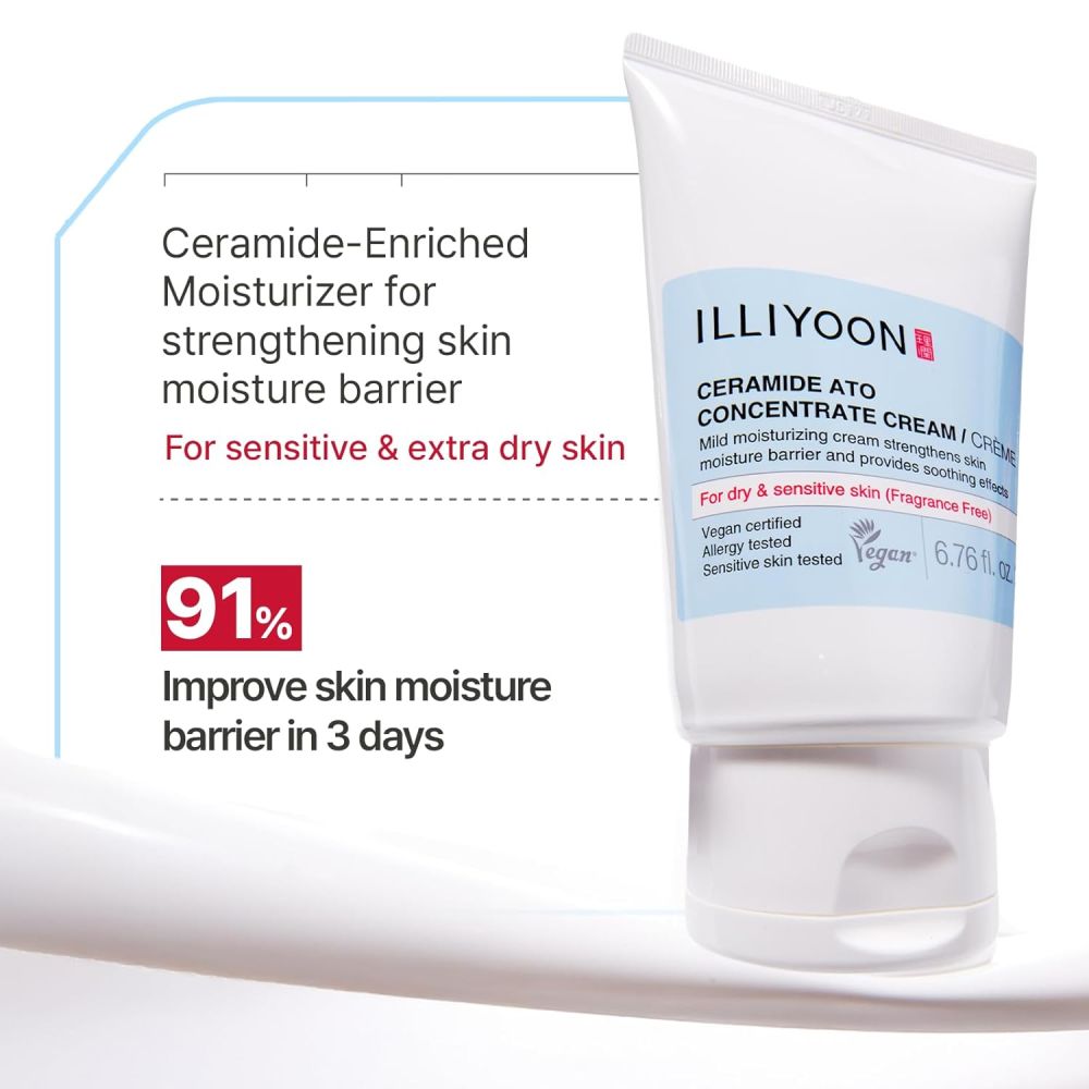 Illiyoon Ceramide Ato Concentrate Cream, Moisturizer for Dry & Sensitive Skin, For Face & Body, Gentle for Infants, Moisture Barrier Repair, Vegan Certified, 230ml - Image 2