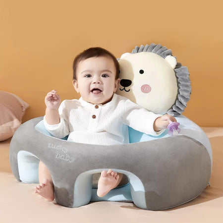 Cute Cartoon Animal Shaped Baby Support Learn to Sit Grey Lion