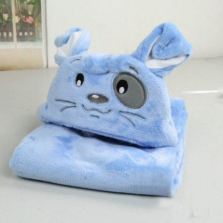 Cartoon Character Baby Hooded Towel Blanket Blue