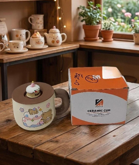 400ml ceramic coffee mug with silicone lid main image