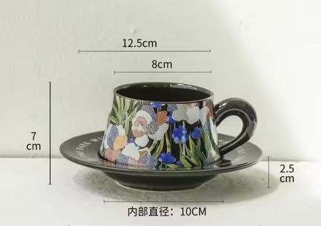 vintage painting style ceramic mug with saucer image 9