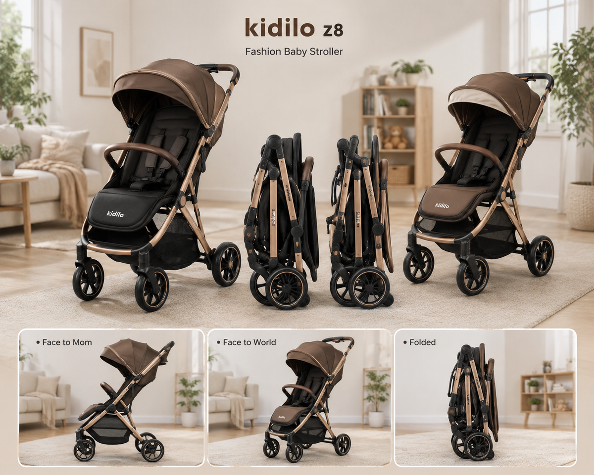 Premium Foldable Baby Stroller - Brown