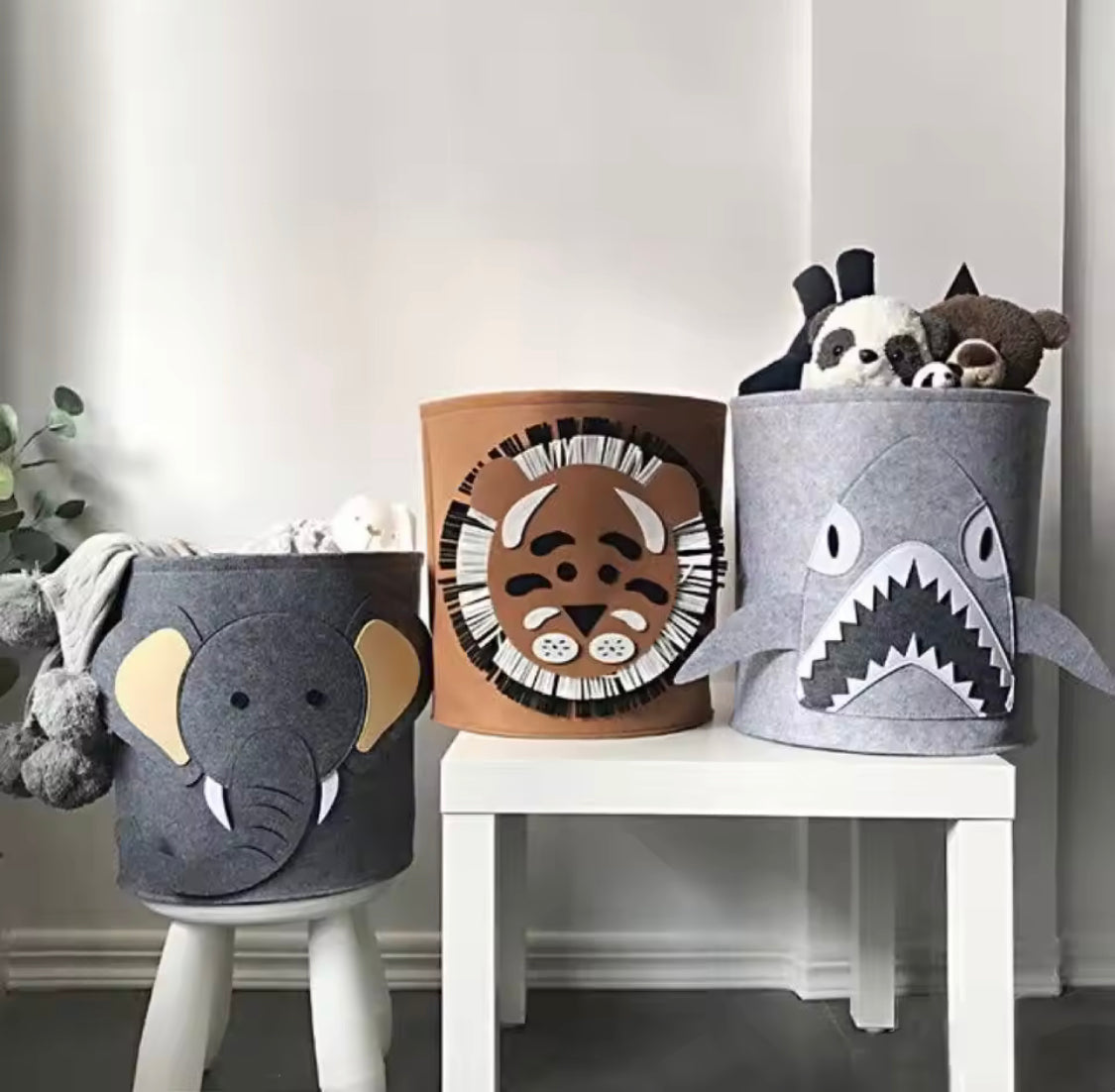 cute animal character baby toy storage bucket main image