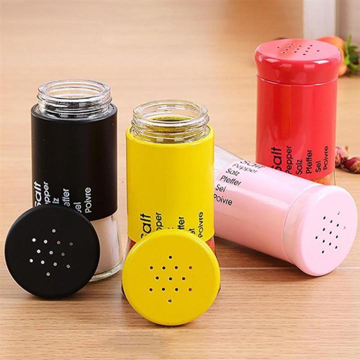 Spice Jar Salt Container Seasoning Pots with Adjustable Pour Holes Stainless Steel & Glass Jar (1Pc) image 2