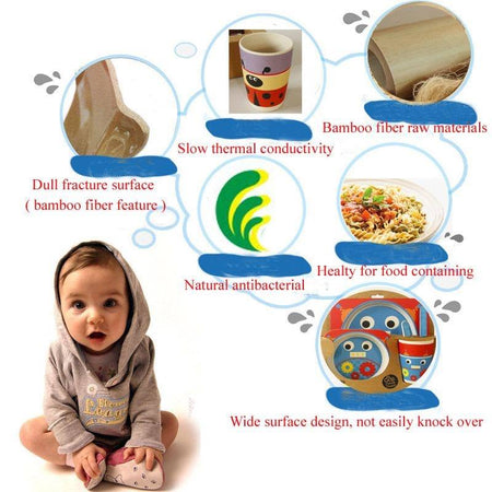 Bamboo Fiber 5 Pcs Tableware Set Giraffe