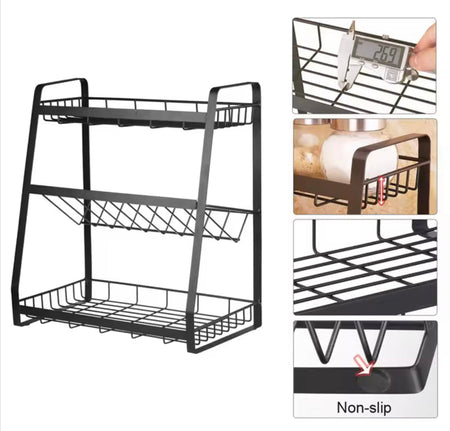 3-tier stackable kitchen spice storage rack image 4