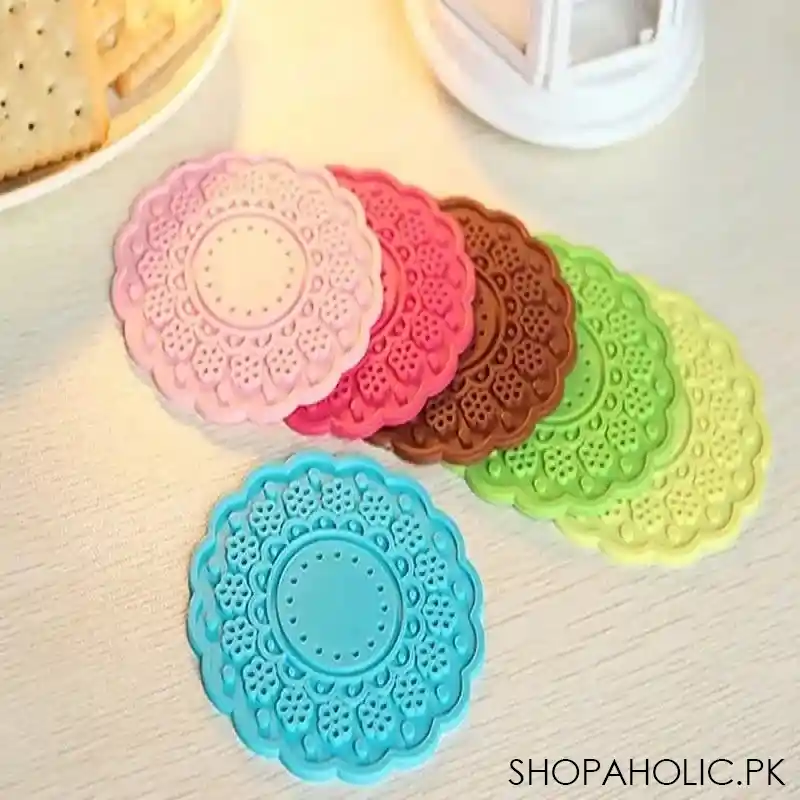 6pcs semi transparent candy color cup mat image2
