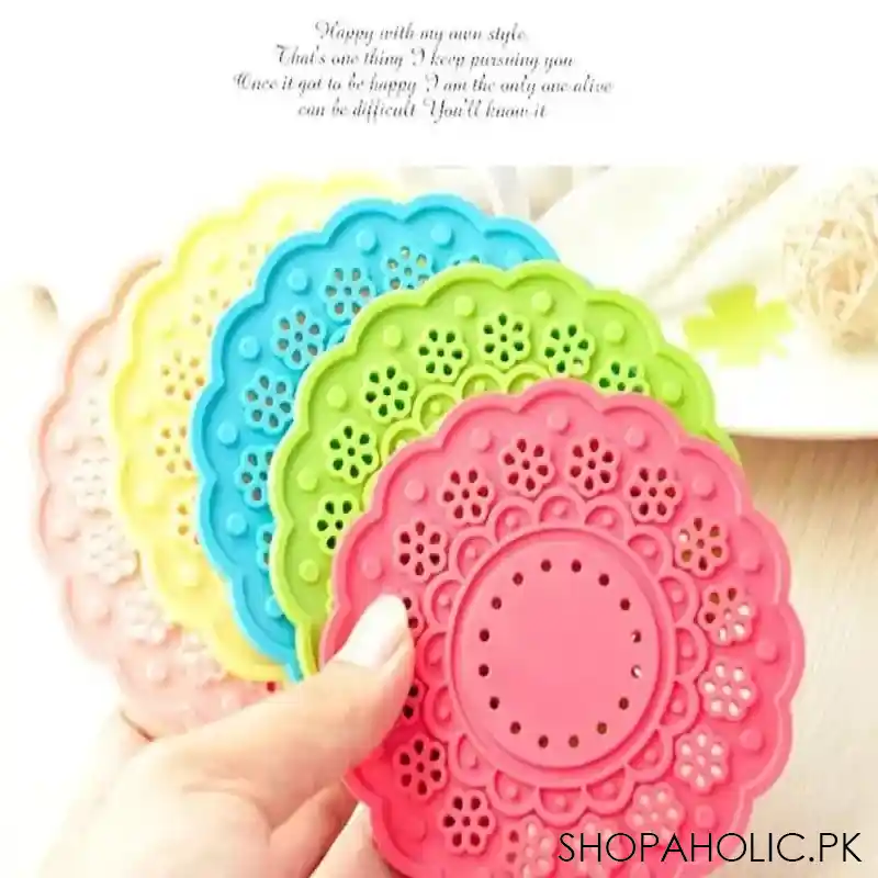 6pcs semi transparent candy color cup mat image4
