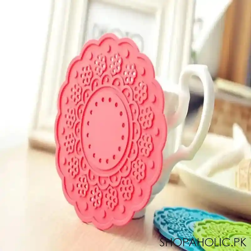 6pcs semi transparent candy color cup mat image5