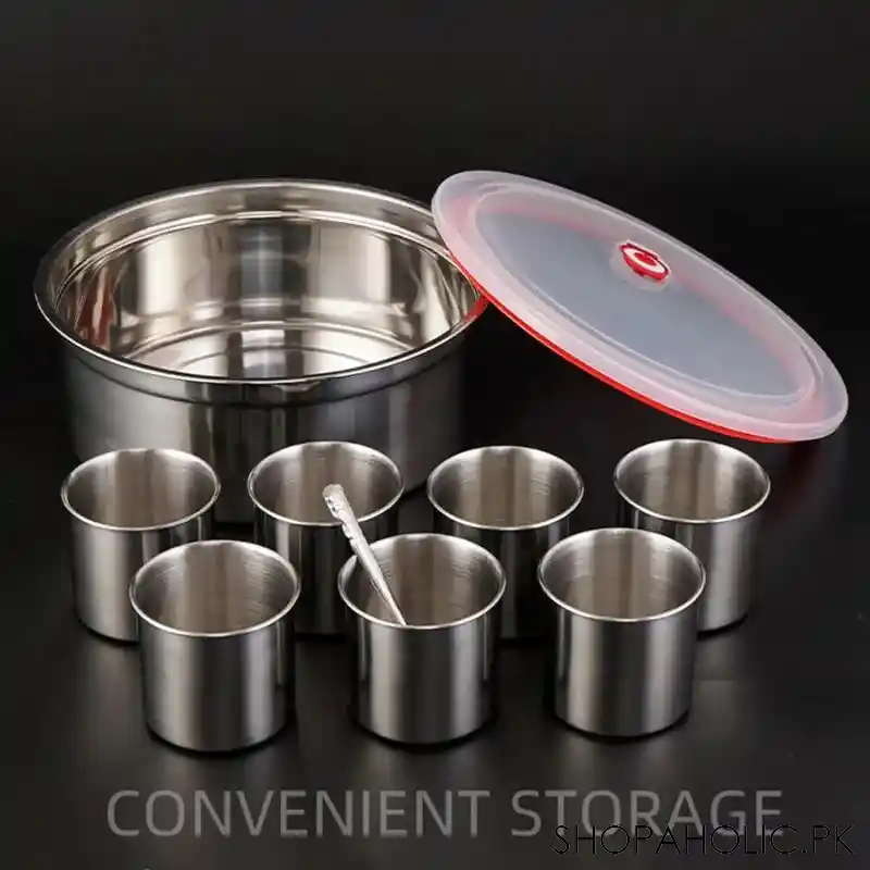 7 grid steel spice box with spoon image3
