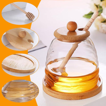 Glass Honey Pot With Spoon - Image 3
