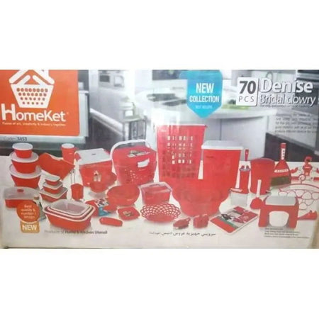 (70pcs Set) HomeKet Plastic Denise Bridal Dowry HouseHold Set - Ideal Gift Pack for Wedding and Home Gift 