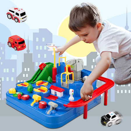 Car Adventure Race &amp; Rescue Track With Magnetic Cars