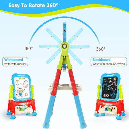 Magnetic Double-Sided Drawing Board Kids Art Easel Standing Children Graffiti Writing Tablet Green