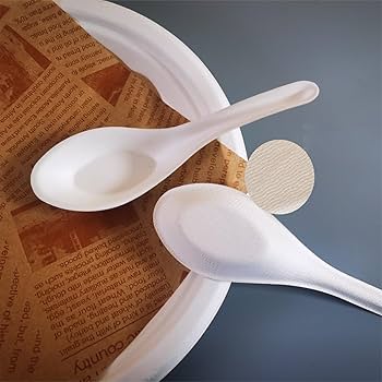 6-Piece White Melamine Soup Spoons Set image 3