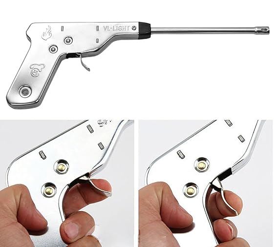 Pistole Shape Metal Impulse Igniter Spark Gas Lighter, Long Lasting, Rust Proof, Unbreakable image 2