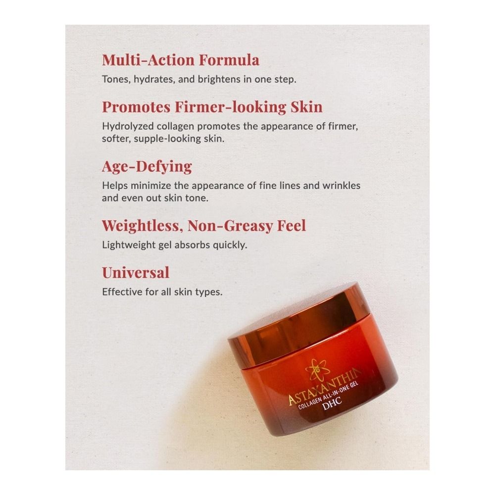 DHC Astaxanthin Collagen All-in-One Gel, Brightening Daytime Facial Moisturizer, Toning, Hydrating, Collagen, Fragrance and Colorant Free, For All Types Of Skin, 80g - Image 3