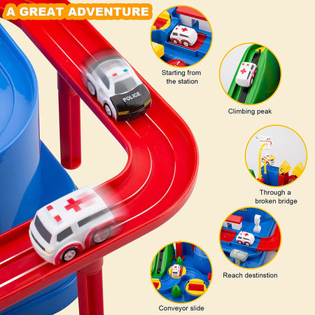 Car Adventure Race &amp; Rescue Track With Magnetic Cars