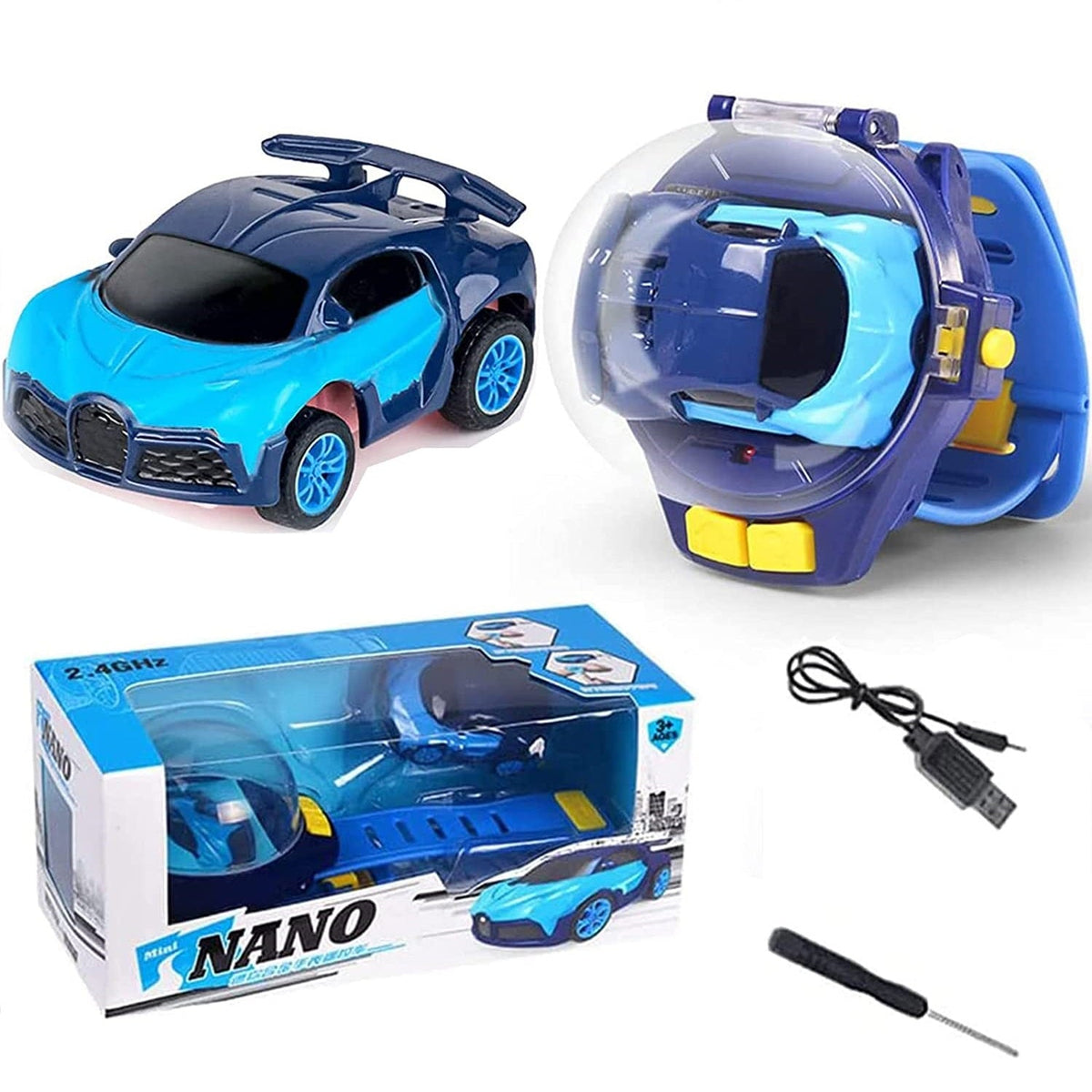 Metal Mini RC Car Watch Toy with Lights