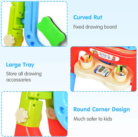 Magnetic Double-Sided Drawing Board Kids Art Easel Standing Children Graffiti Writing Tablet Green