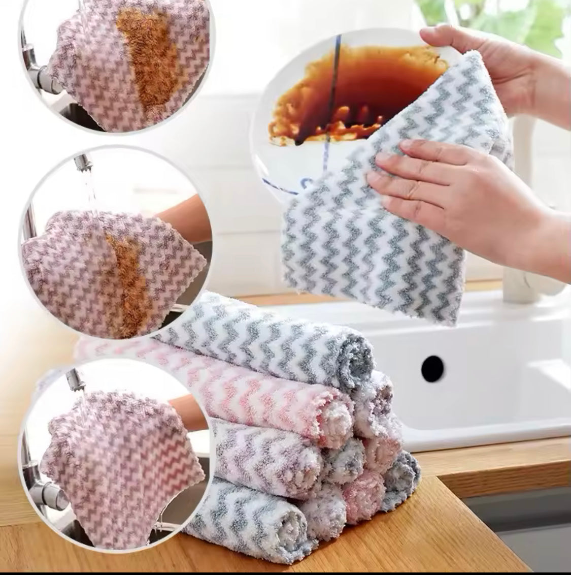 Pack Of 4 Superfine Fiber Kitchen Dishwashing Cloth - image 2